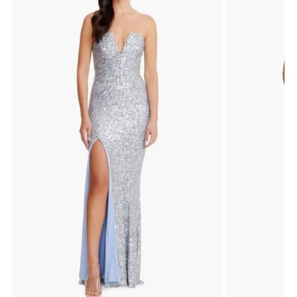 Dress the Population Fernanda Sequin Strapless Gown LARGE
